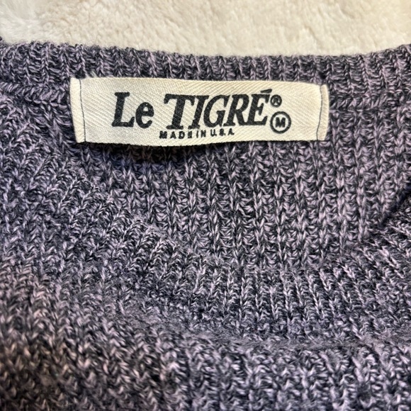 Le Tigre Sweater Medium Heather Purple Gray Knit Oversized Cozy Crew Neck - Picture 8 of 14